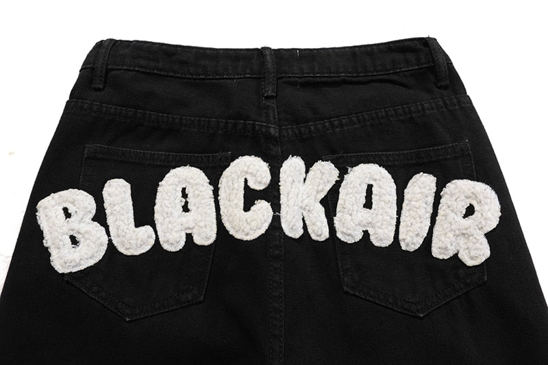 Star Skull Patchwork Straight Jeans