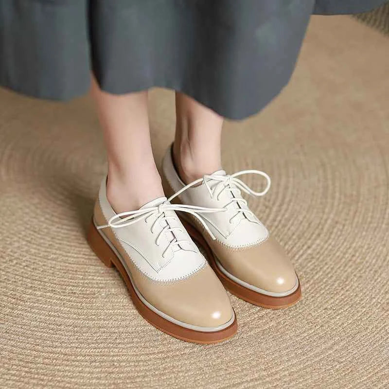 LUW Shoes Women’s Classic Platform Oxfords - Minimalist Smooth Leather High-Sole Brogues