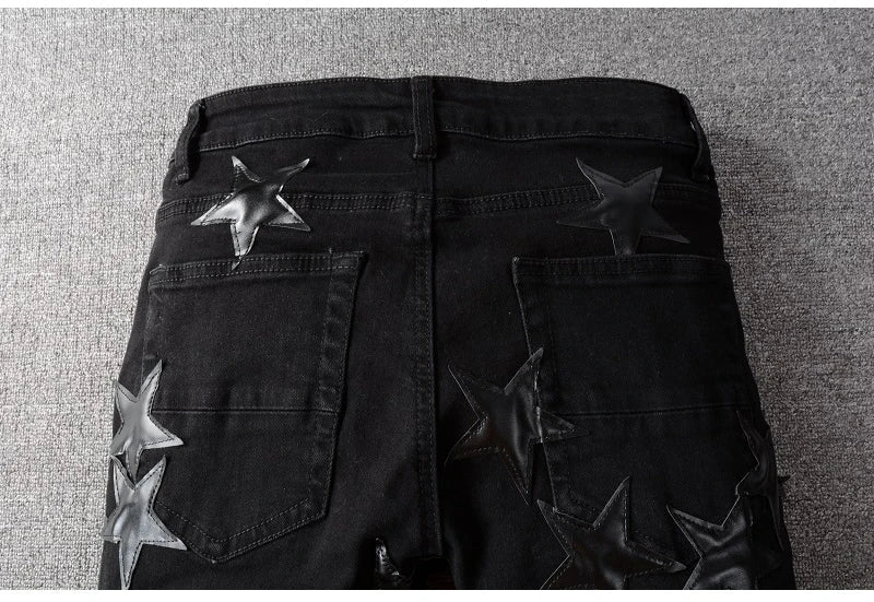 Ebony Black Stars Patch Jeans