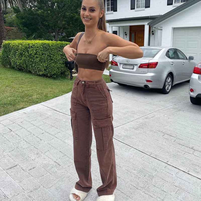 Brown Vintage Baggy High-Waist Denim Jeans