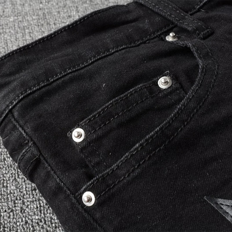 Ebony Black Stars Patch Jeans