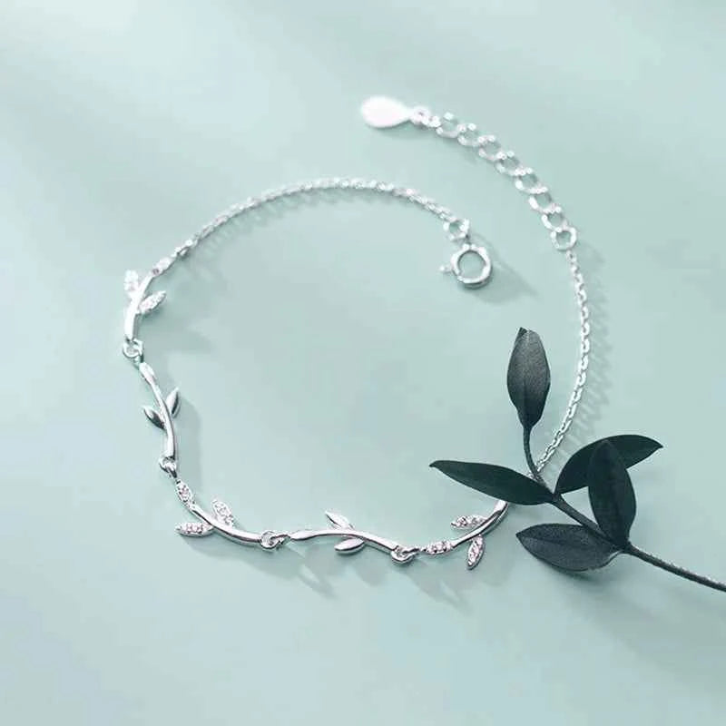 Cool Elegant Sterling Silver Leaf Bracelet