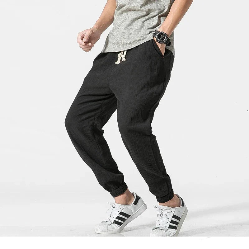 Drawstring Cropped Elastic Waist Casual Pants