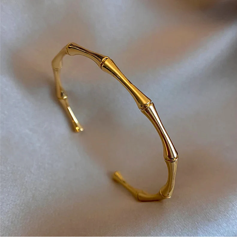 Handmade Stainless Steel Bamboo Bangle Bracelet - Luxuryurbanwear