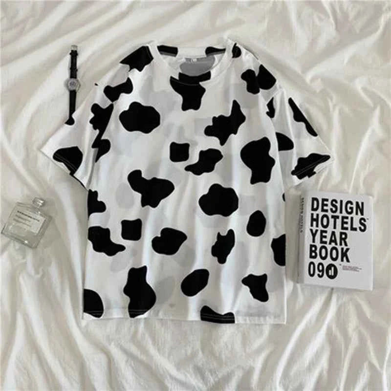 Wild Cartoon Print Oversized Round T-Shirt