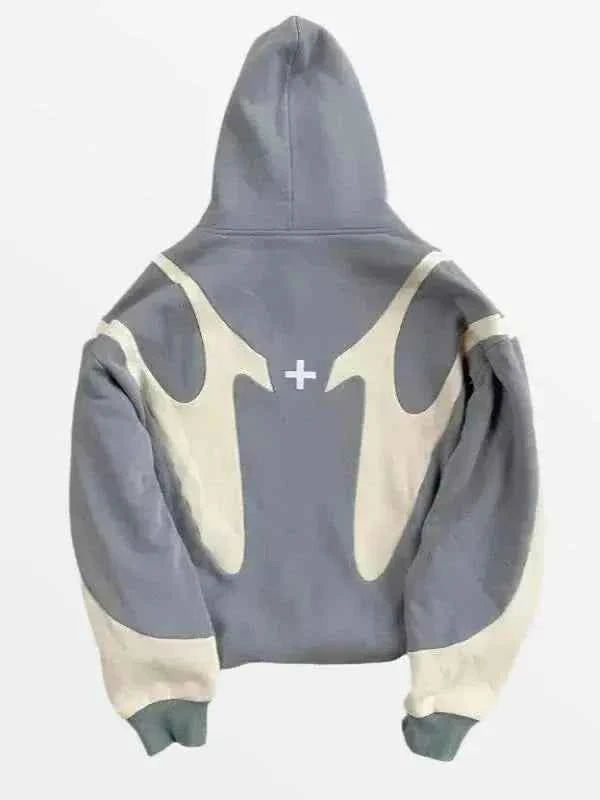 Front view of model wearing the Hoodie Handma in a massive, sculptural oversized fit