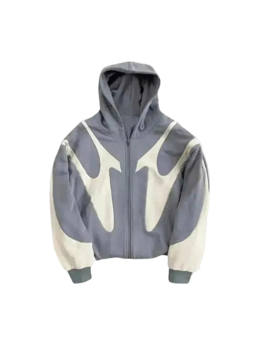 Front view of model wearing the Hoodie Handma in a massive, sculptural oversized fit