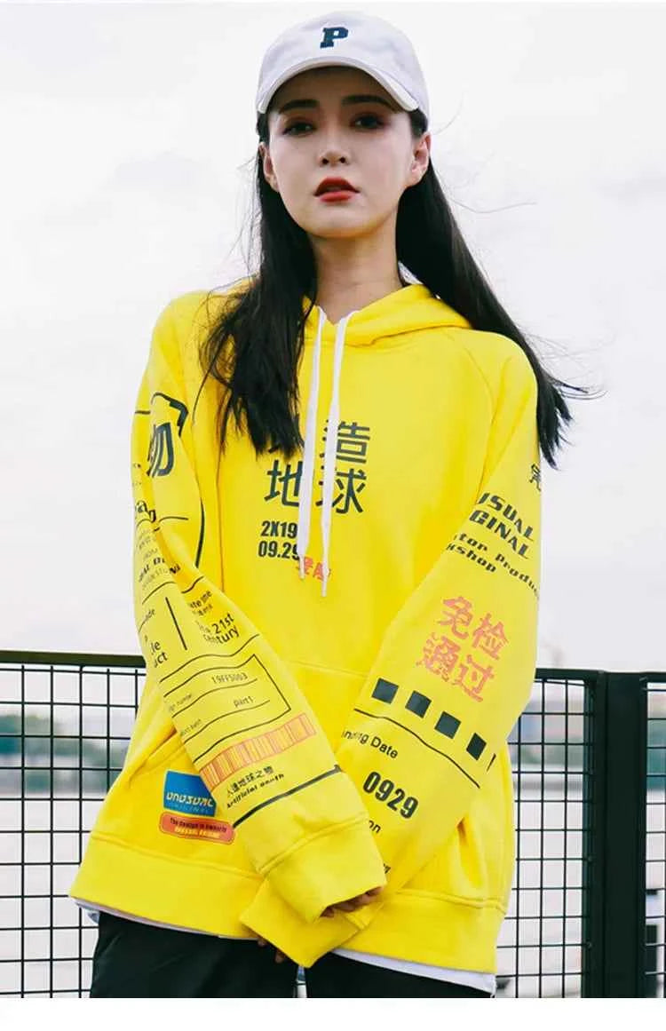 Comfortable Graffiti Kanji Graphic Hip Hop Hoodie