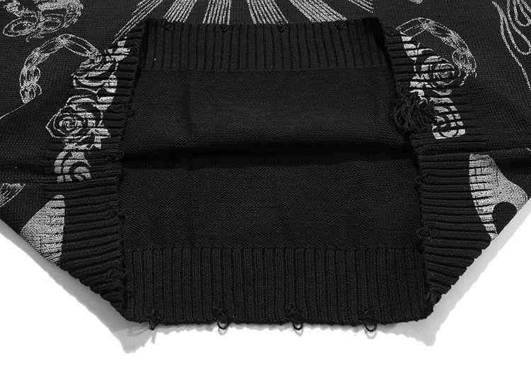 Effortless Rose Eye Scorpion Print Knitted Sweater