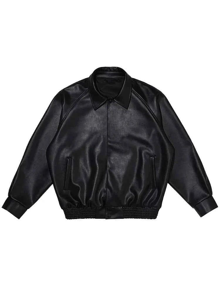 Streetwear Oversized Black Pu Leather Jacket