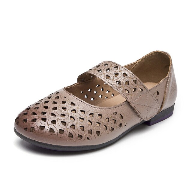 Hazel Women's Leather Flat Shoes - Luxuryurbanwear