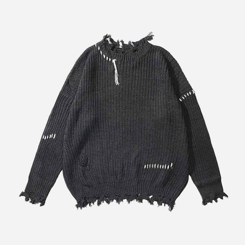 Oversized Destroyed Turtleneck Knit Sweater