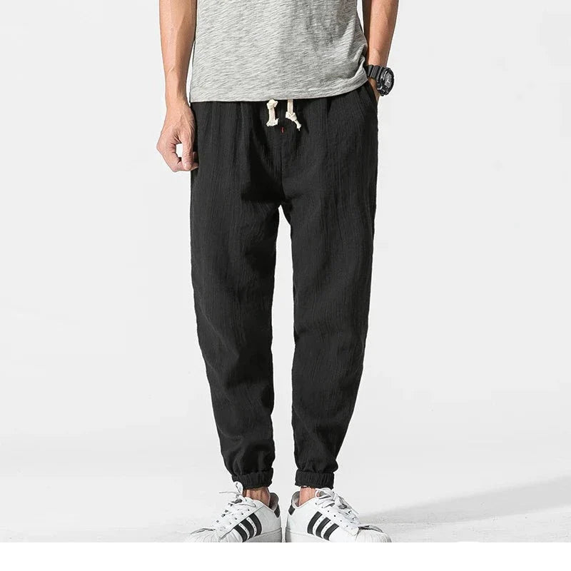 Drawstring Cropped Elastic Waist Casual Pants