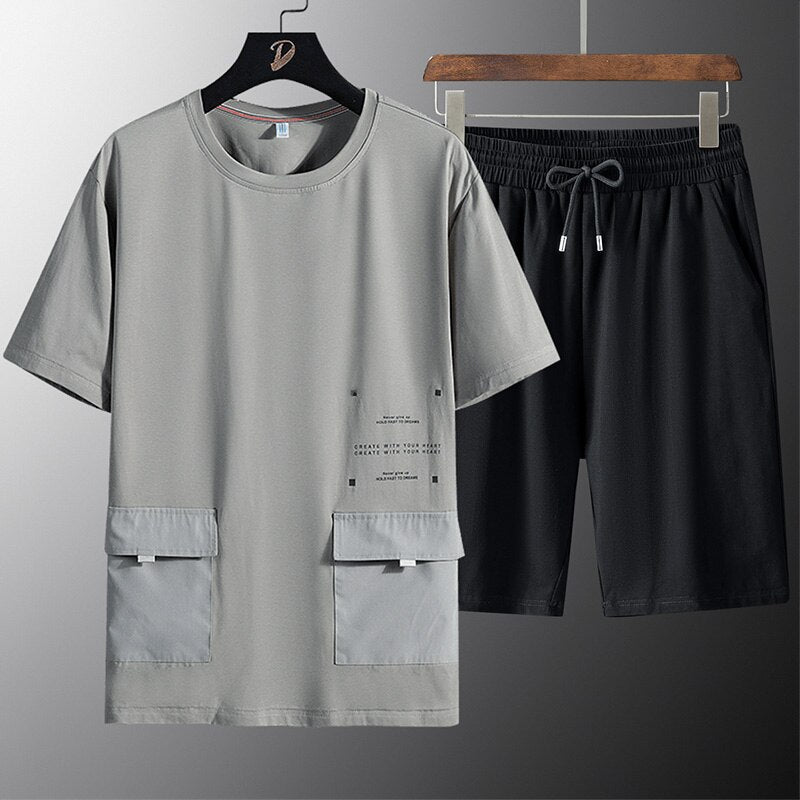 Two Pockets Loose T-Shirt + Shorts Set