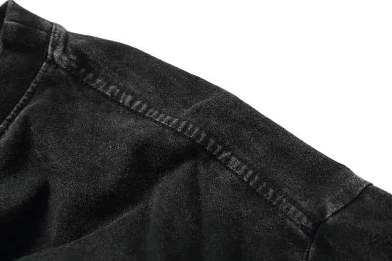 Flame Eye Graphic Print Black Washed T-Shirt