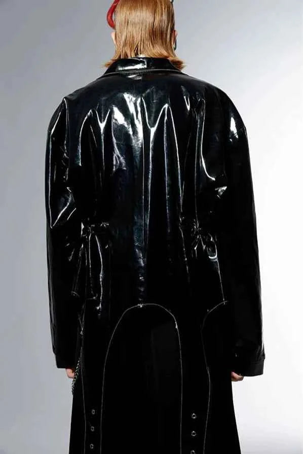 Retro Black Stylish Patent Leather Jacket