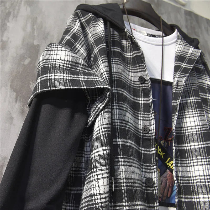 Two Shaded Plaid Check Hoodie