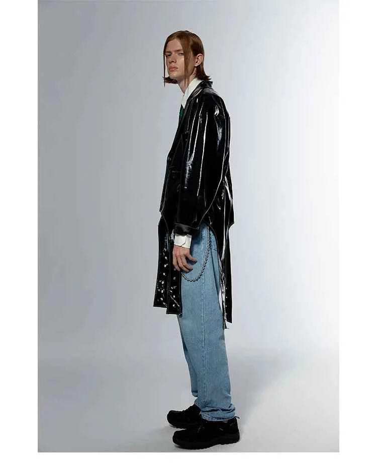Retro Black Stylish Patent Leather Jacket