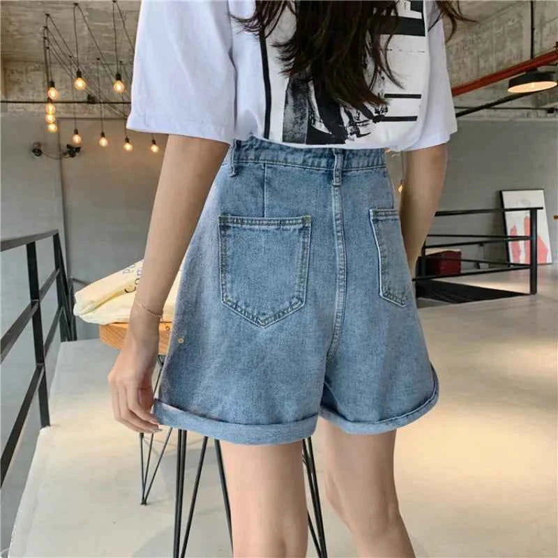 Women Styilsh Elegant Button Denim Short