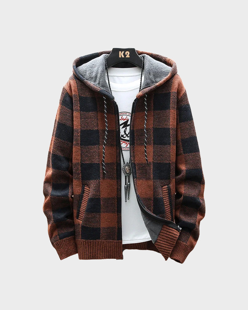 Plaid Chore Zipper Hoodie
