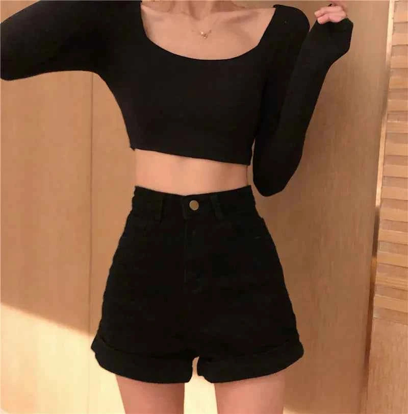 Retro Chic High Waist Denim Short