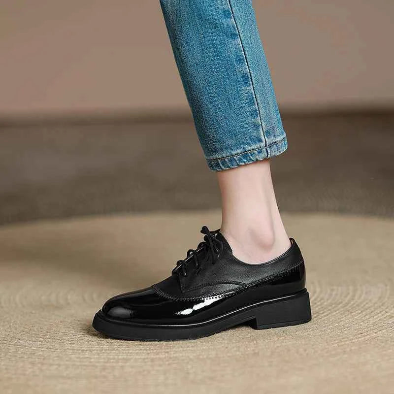 LUW Shoes Women’s Classic Platform Oxfords - Minimalist Smooth Leather High-Sole Brogues