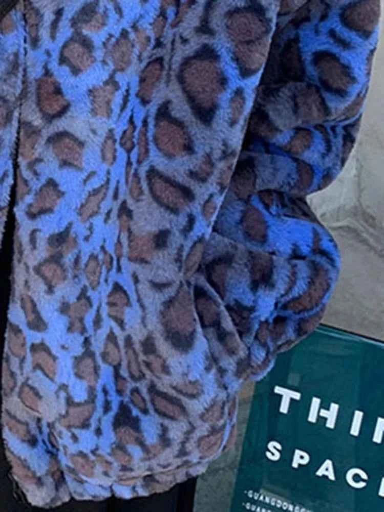 Colorful Leopard Print Winter Faux Jacket