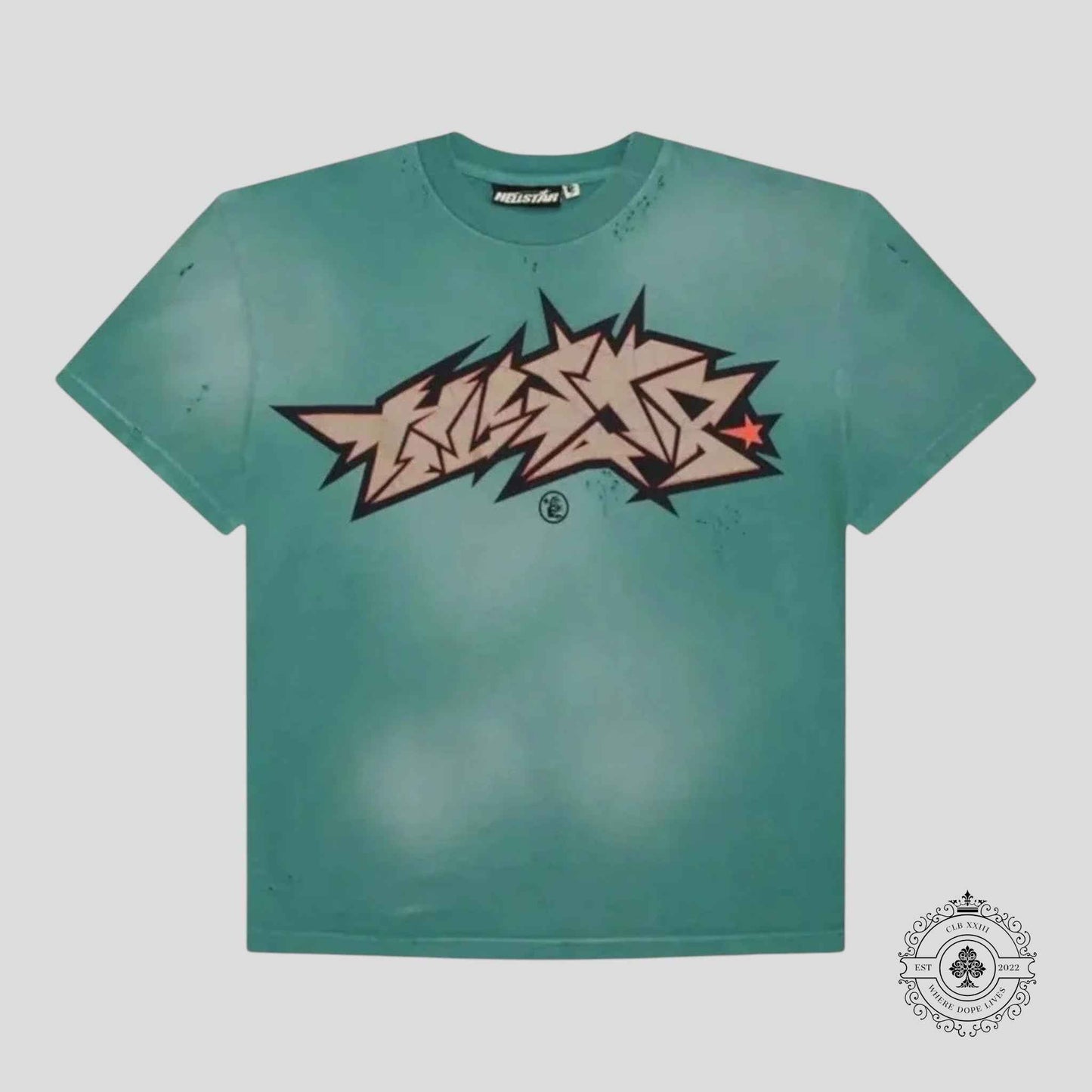 Hellstar Crack Print T-Shirt in Green