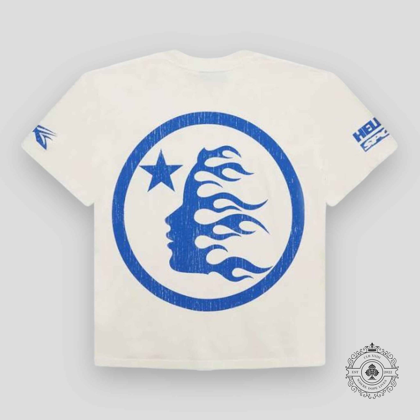 Hellstar Beat Us! T-shirt in White / Blue