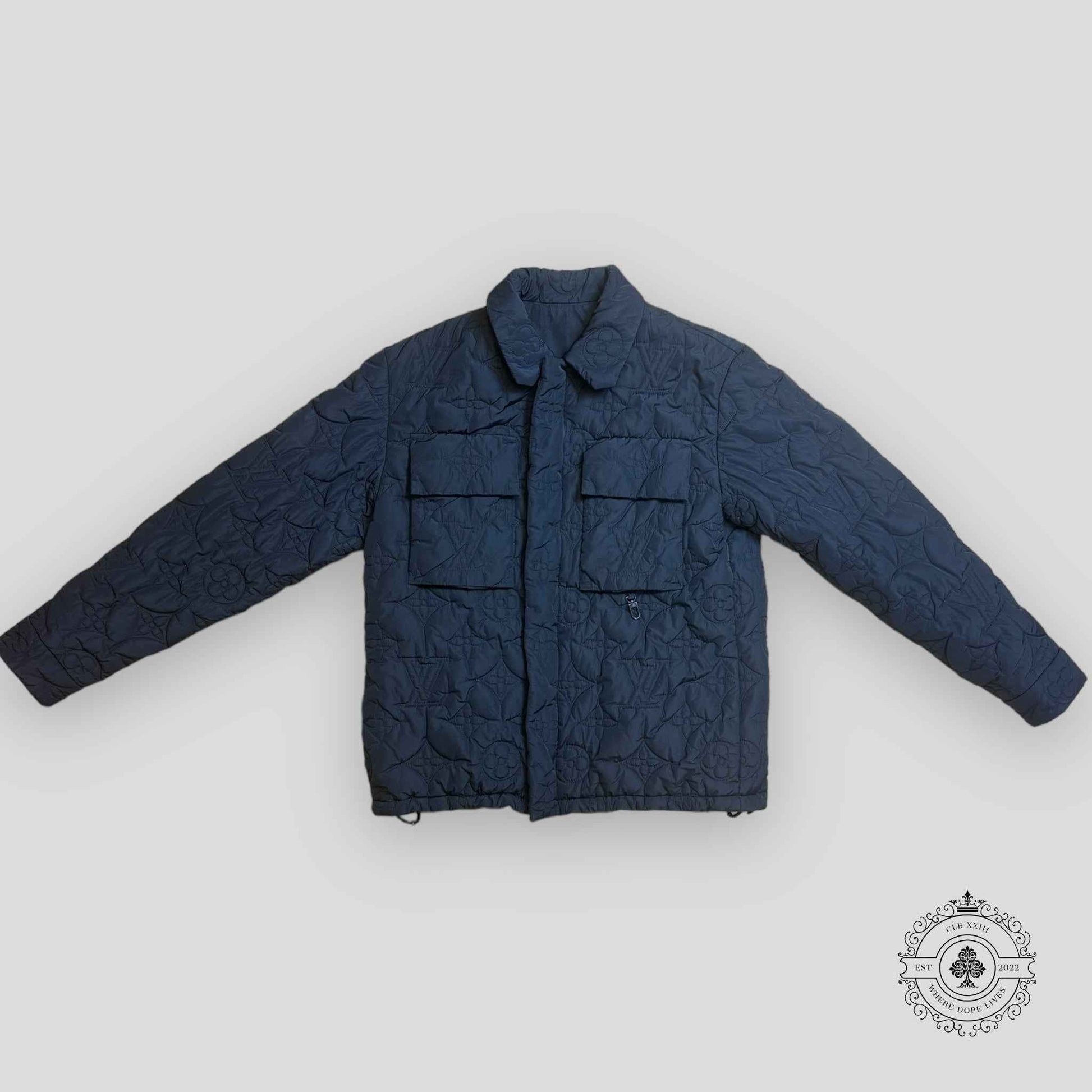 Louis Vuitton Monogram Embossed Padded Jacket in Navy