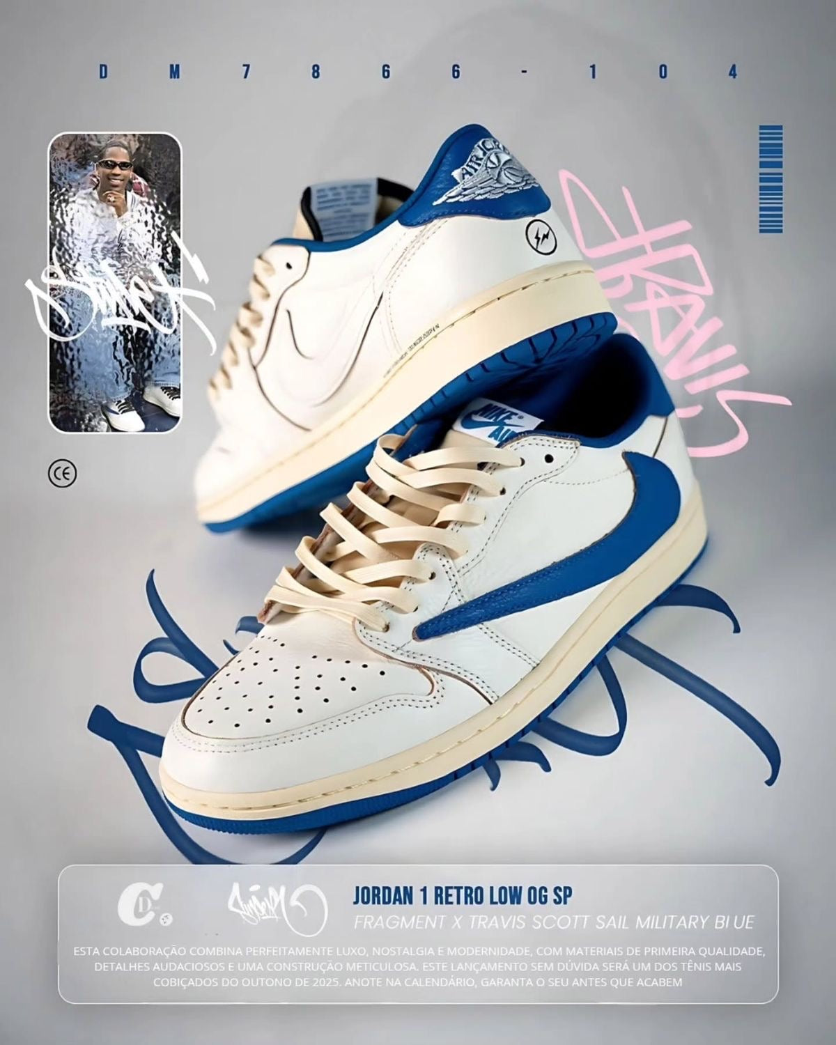 Custom Air Jordan 1 x Travis Scott x Fragment Design DM7866-104