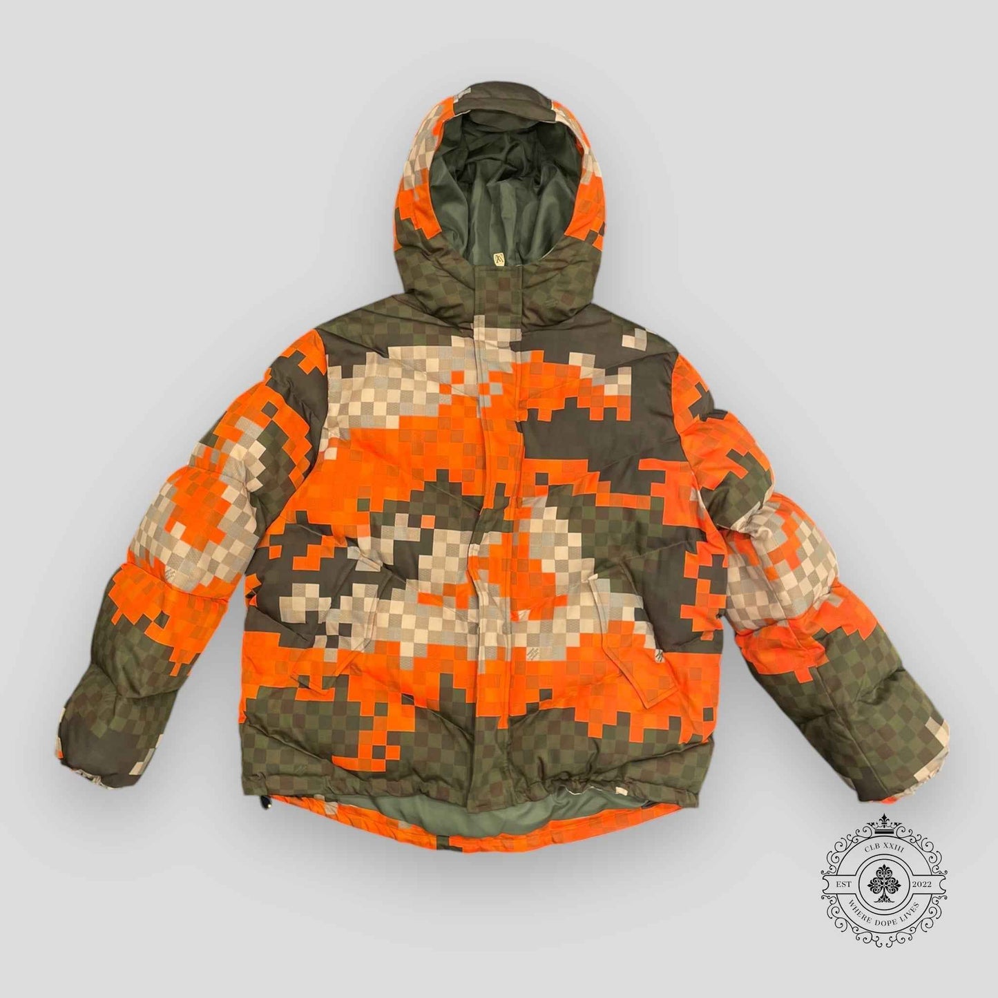 Louis Vuitton Orange Damoflage Puffer Jacket