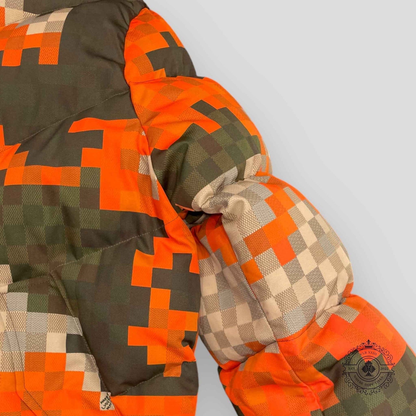 Louis Vuitton Orange Damoflage Puffer Jacket