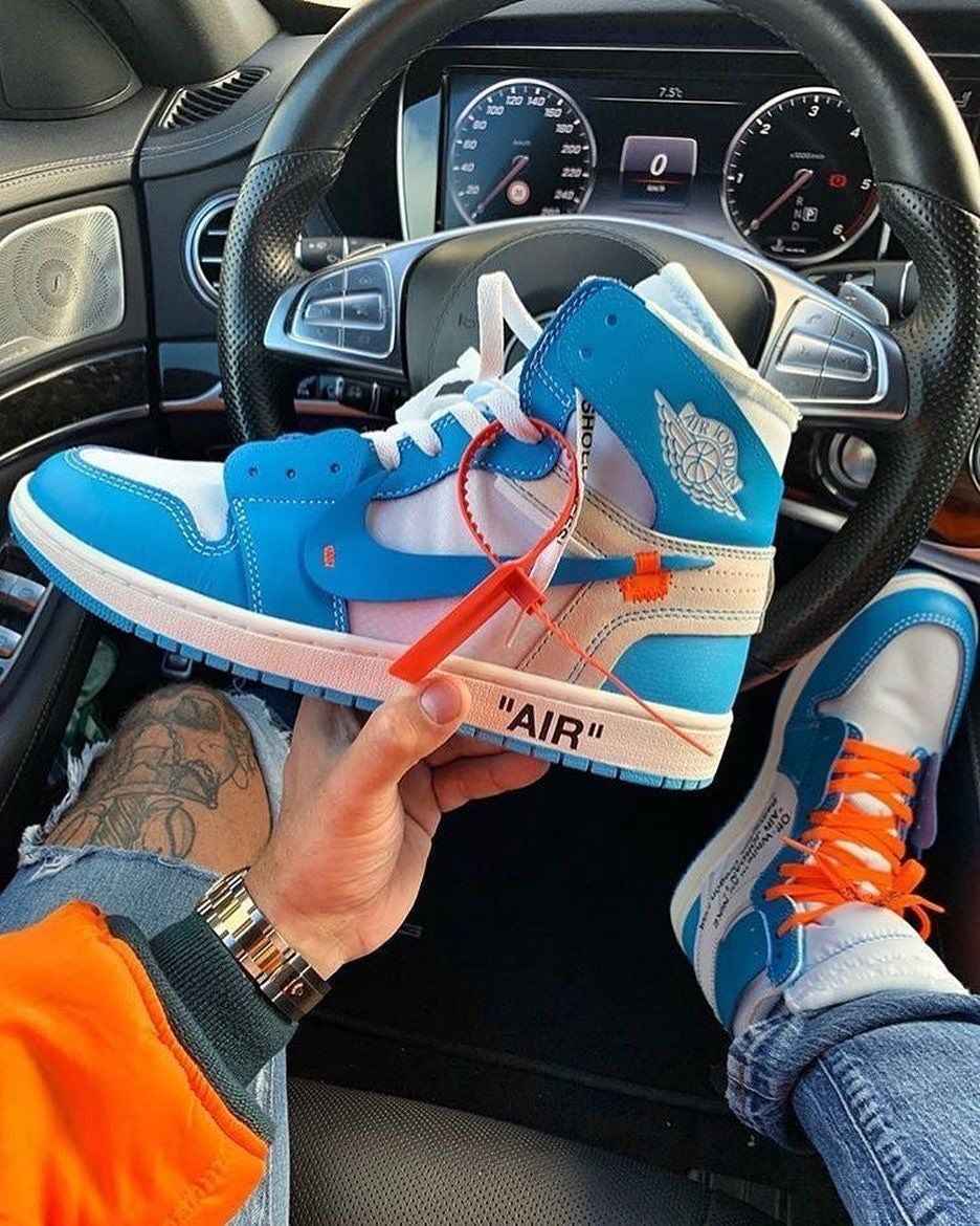 Custom Air Jordan 1 Retro High OG 'UNC' University Blue x OFF-W SneakerNational