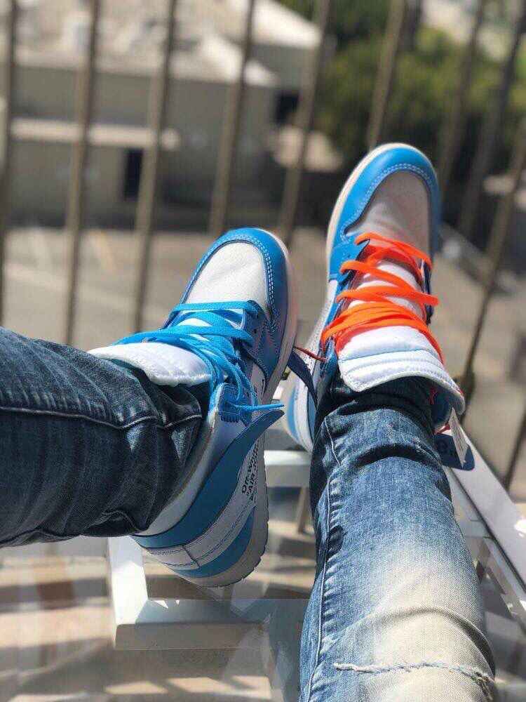 Custom Air Jordan 1 OFF-White Blue Sneakers for Unique Style SneakerNational
