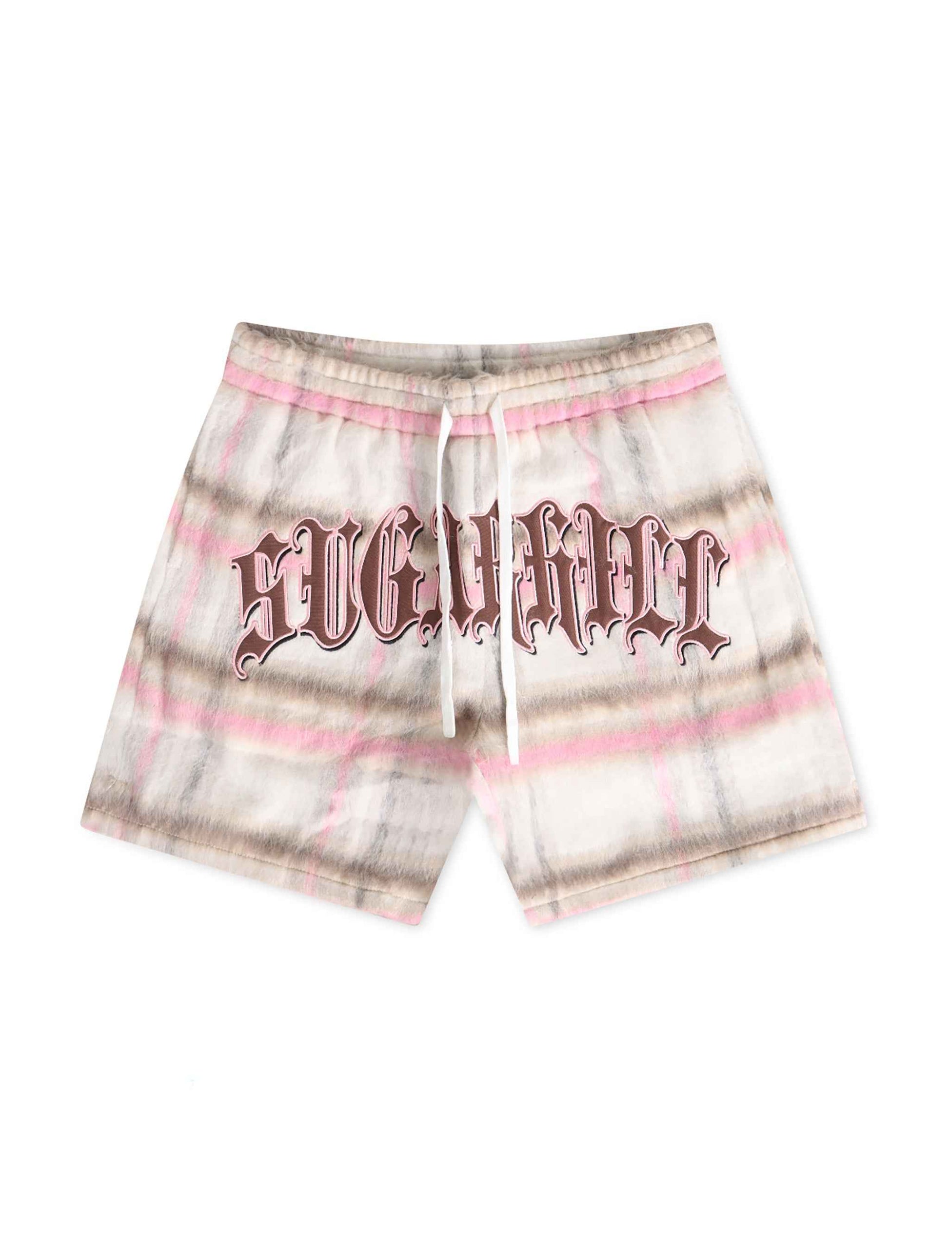 Sugarhill Tudor Mohair Shorts - Pink Plaid