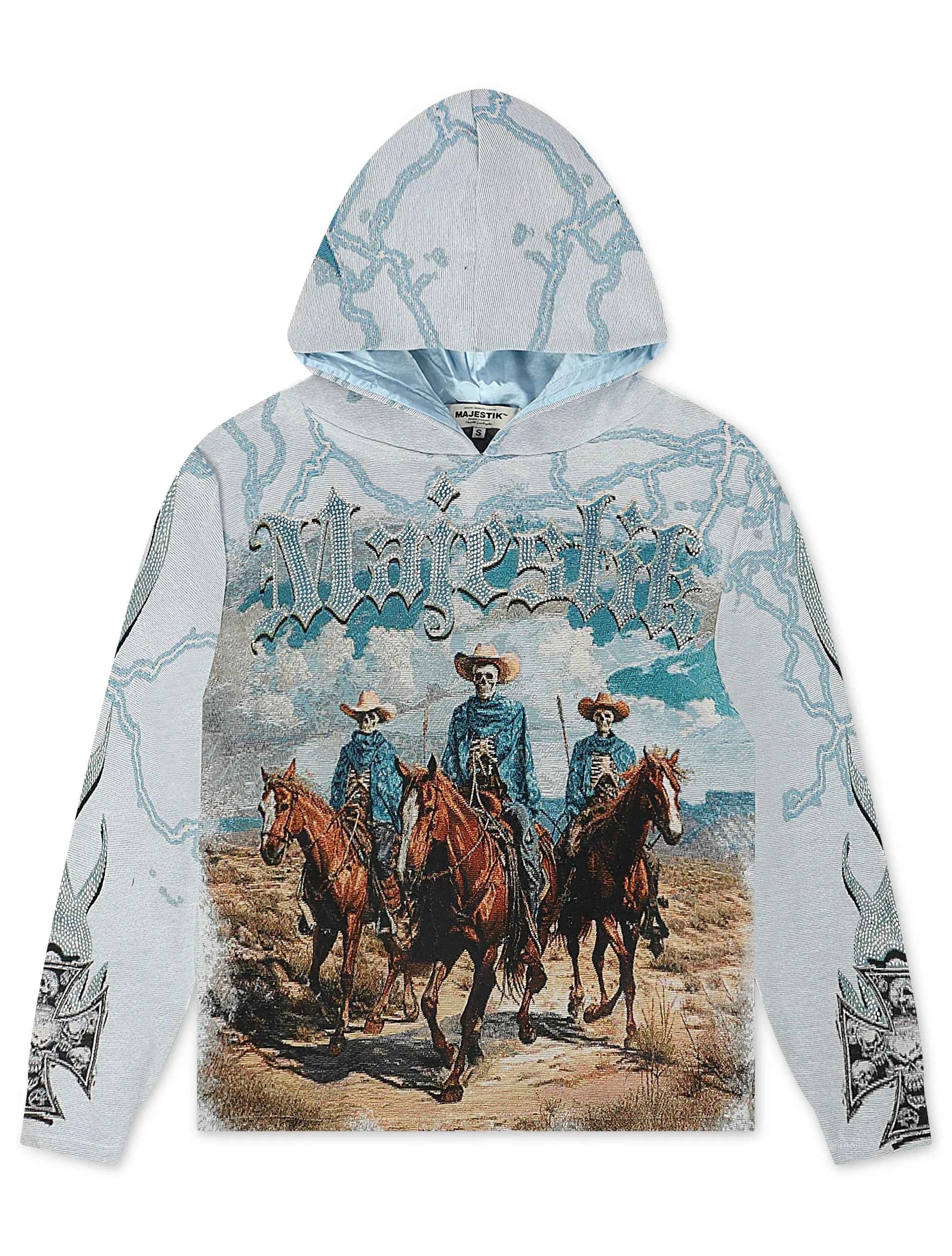 Majestik Mens Invasion Tapestry Hoodie - Blue