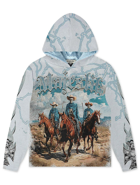 Majestik Mens Invasion Tapestry Hoodie - Blue