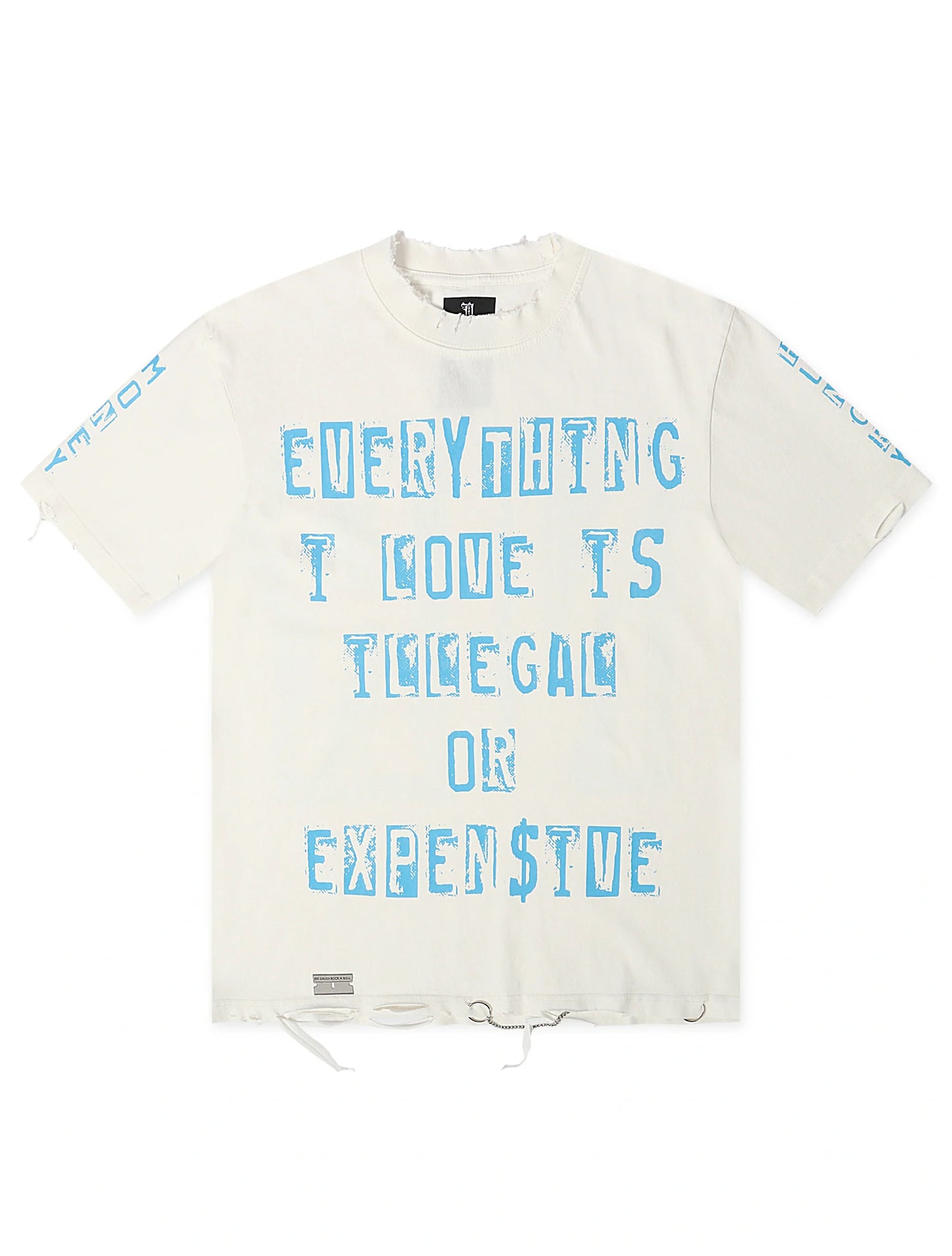 November Reign Everything I Love Hand Shredded Tee - White