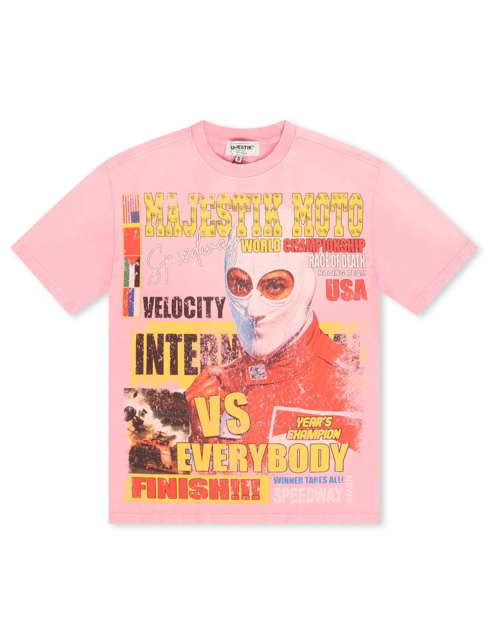 Majestik Garment Dyed Print Tee - Pink