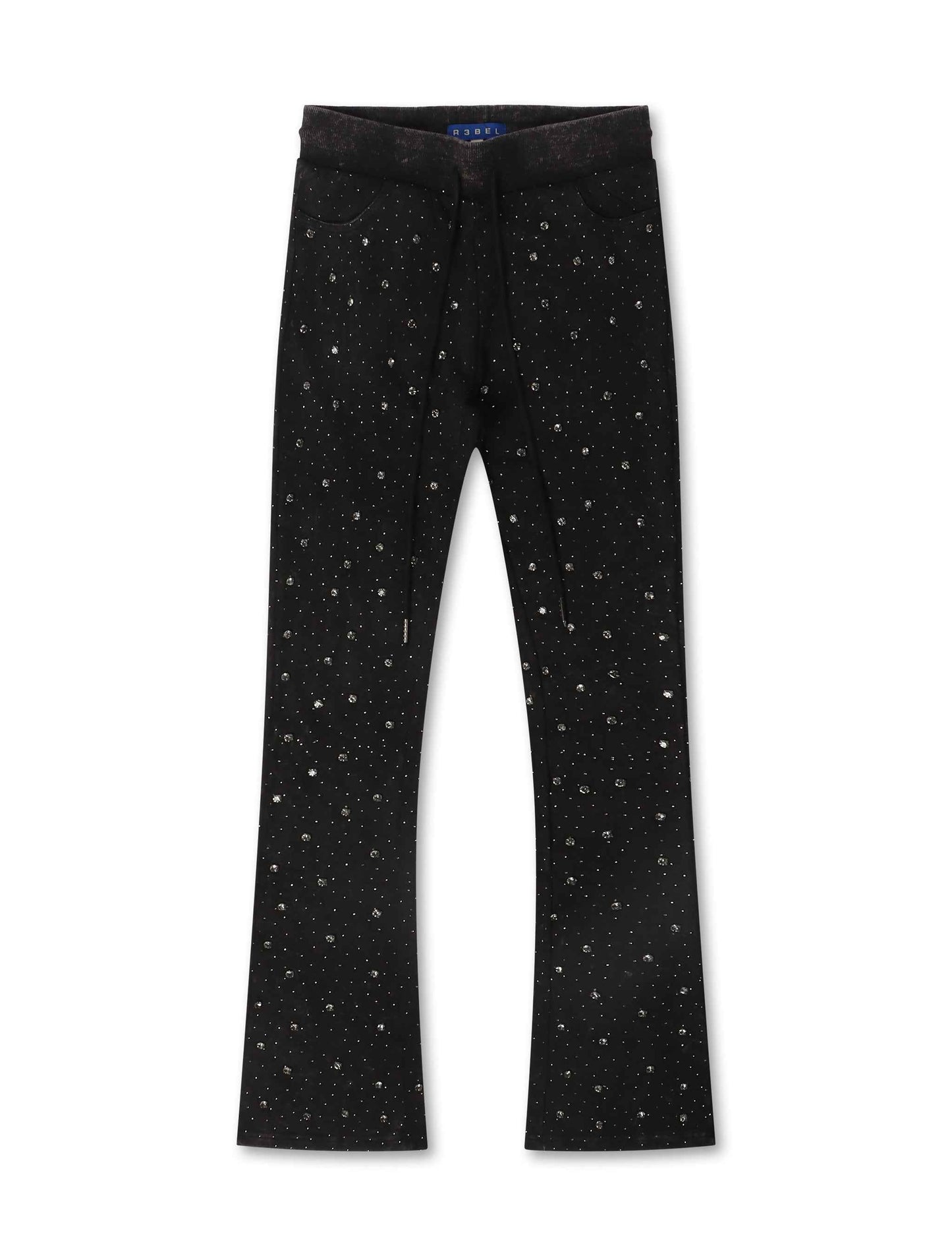Rebel Denim Diamond Stacked Sweatpants - Ash Black
