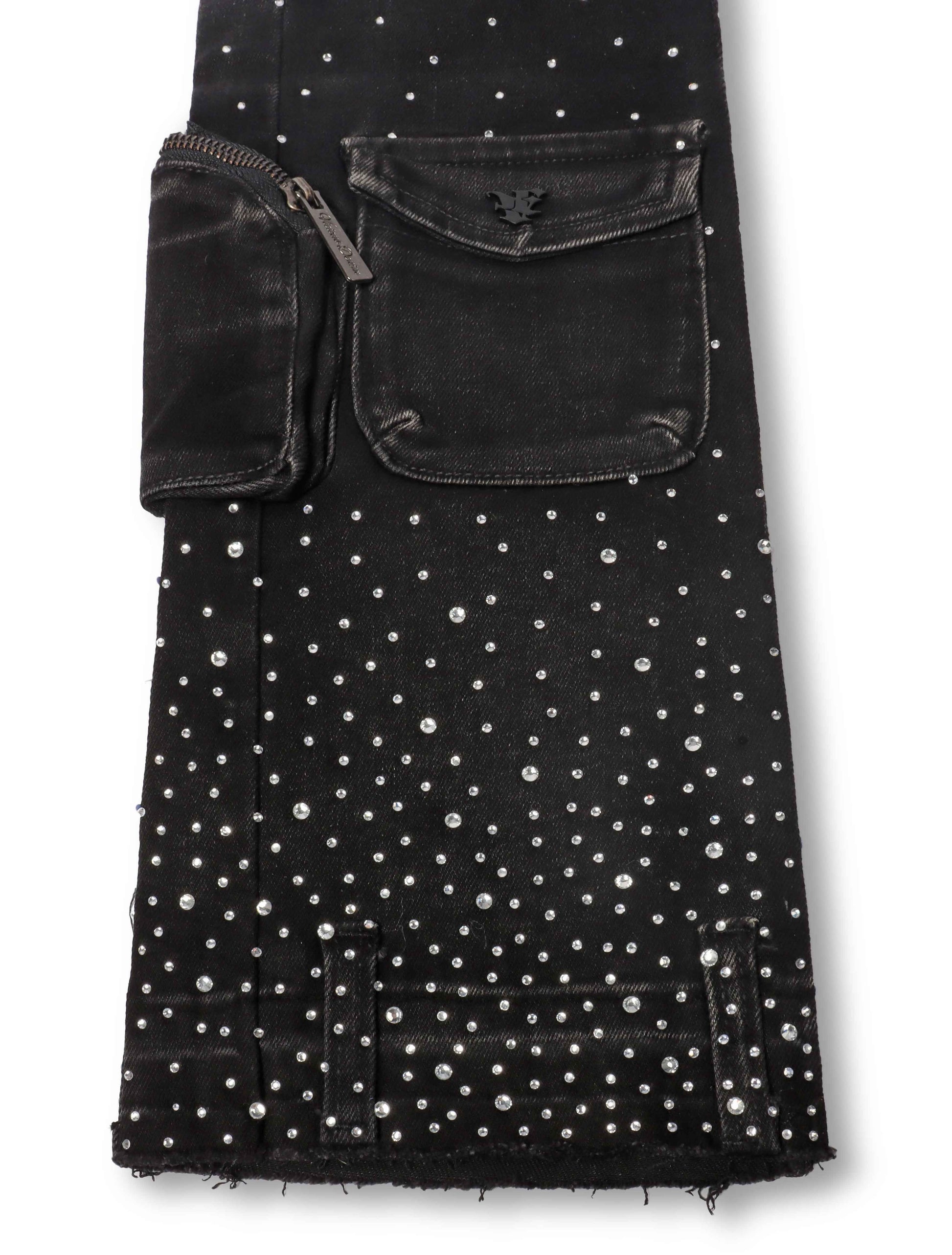 Vicious Denim All Over Rhinestone Jeans - Black