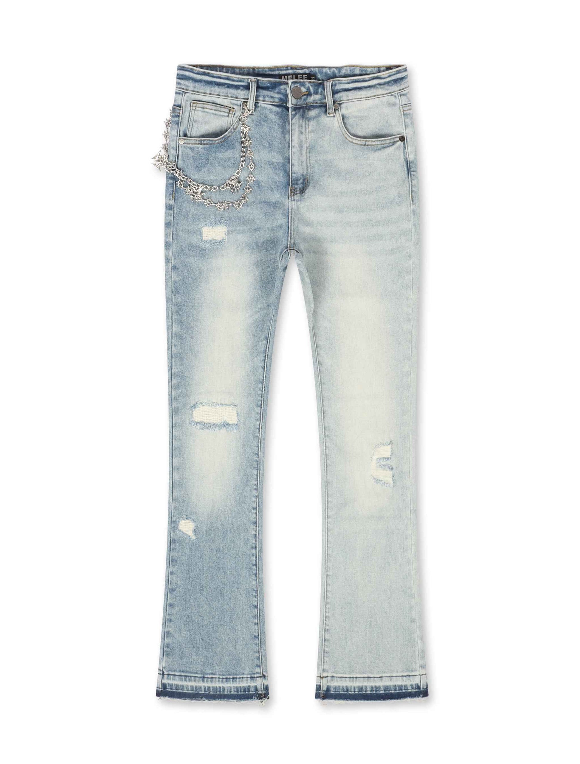 Melee Hannibal Stacked Jean - Split Blue Wash