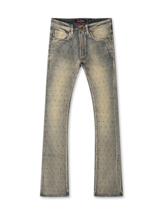 Frost Originals All Over Rhinestone Stacked Jean - Dirt Wash