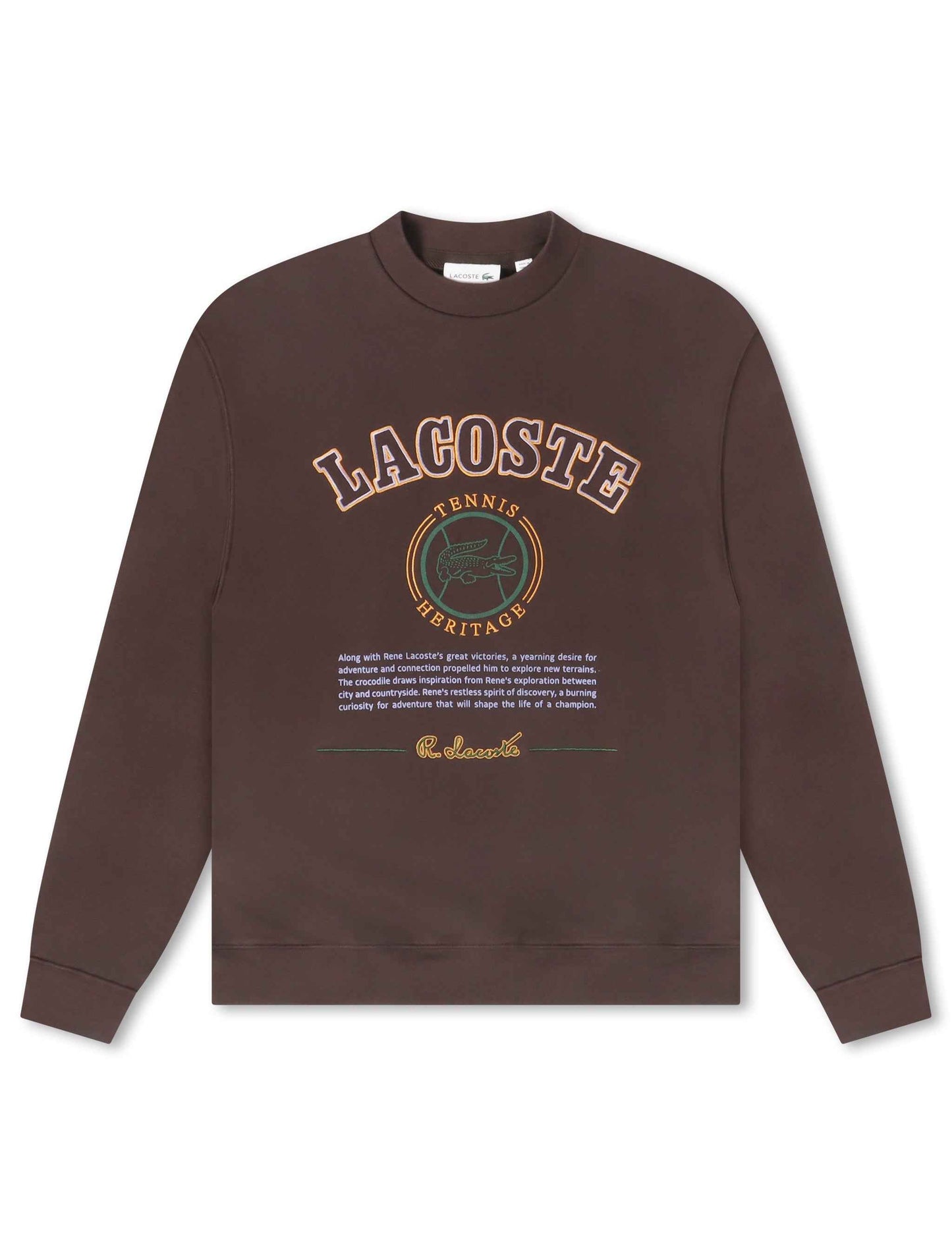 Lacoste Embroidered Shield Fleece Sweatshirt - Brown