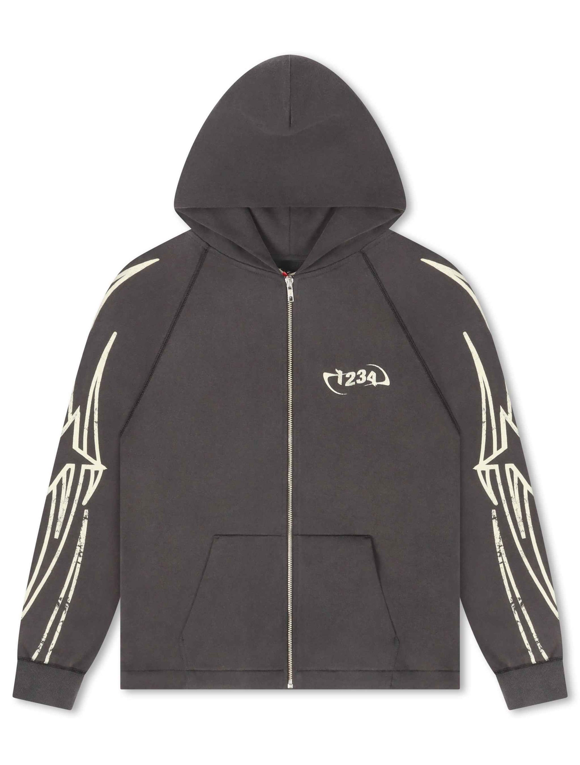 BLDG4 Streak Zip-up Hoodie - Charcoal Art