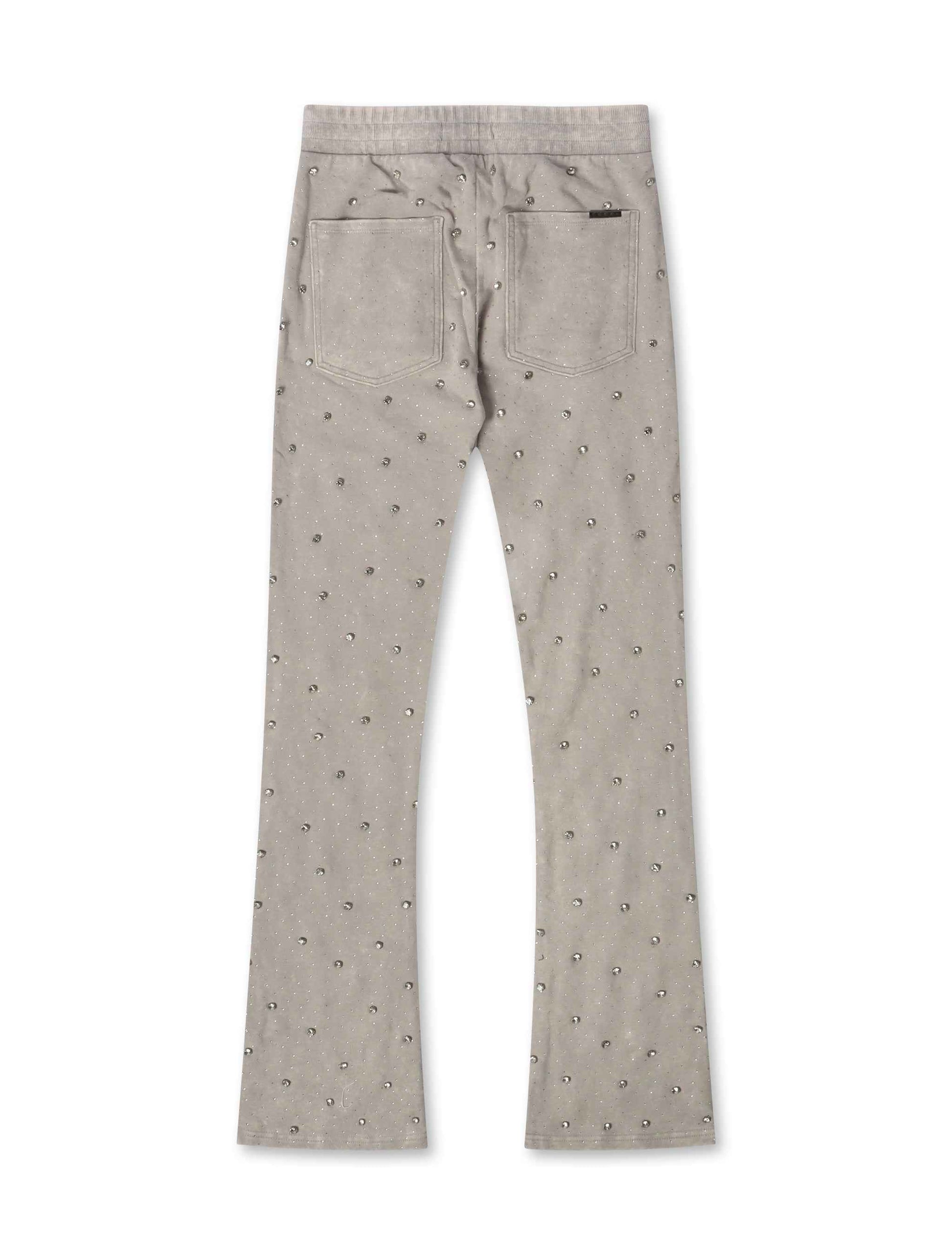 Rebel Denim Diamond Stacked Sweatpants - Grey