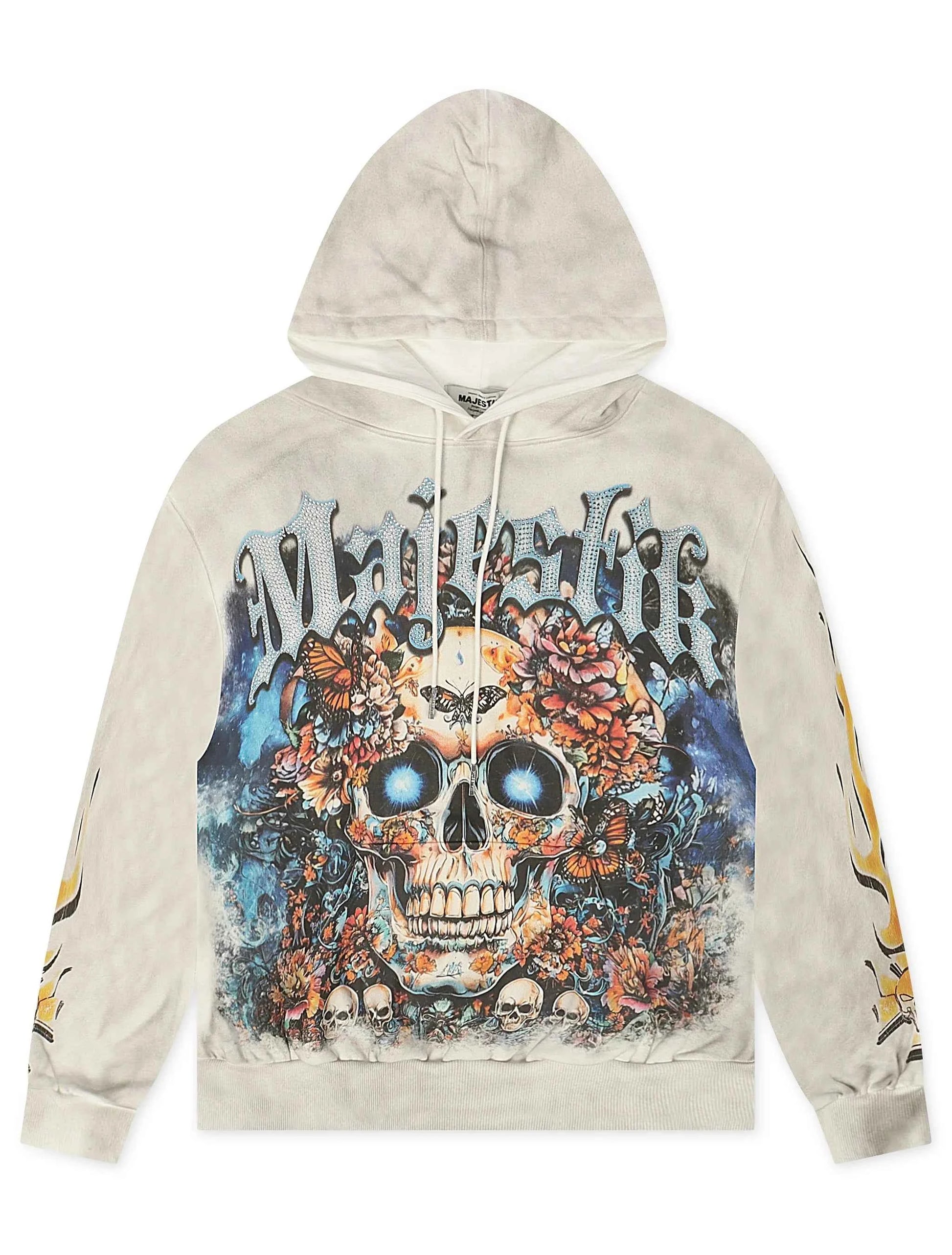 Majestik Mens Skull Tapestry Hoodie - Off White