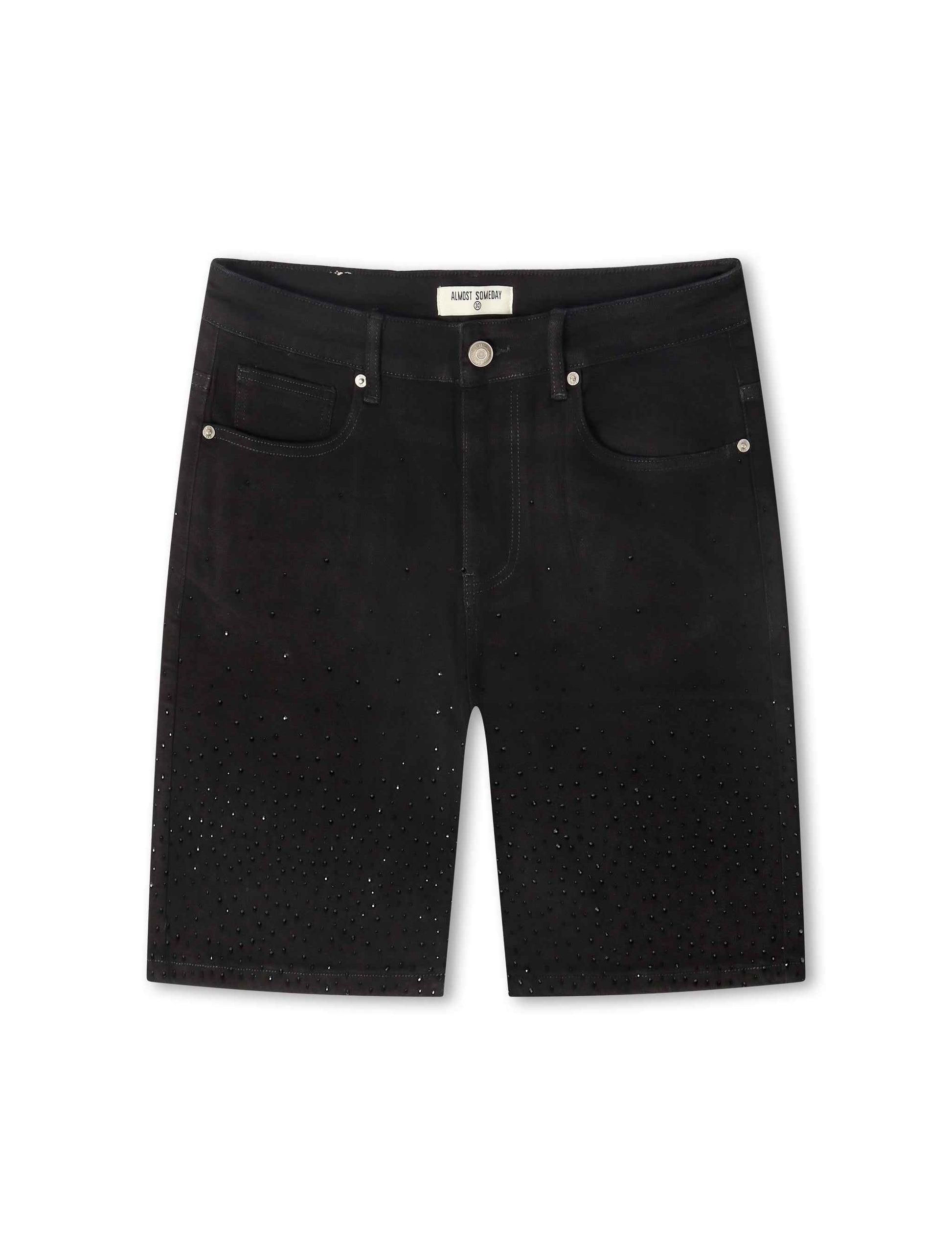 Almost Someday Solomon Rhinestone Jorts - Black