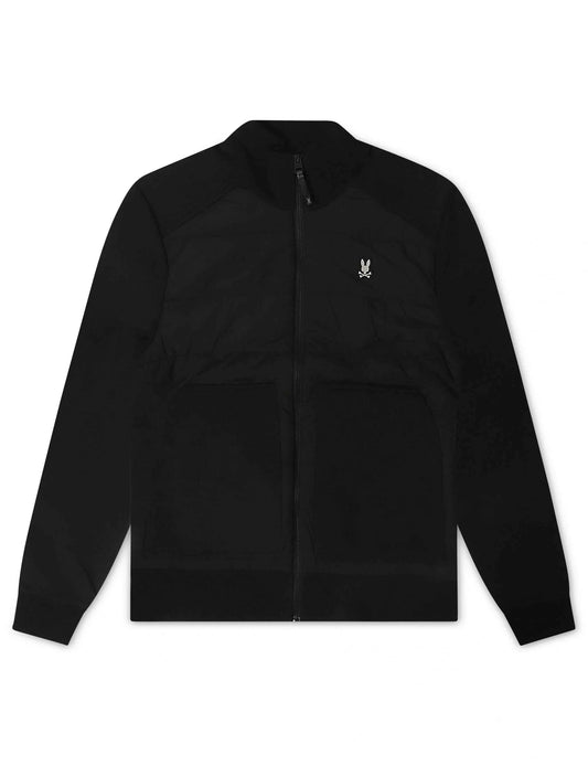 Psycho Bunny Mens Michael Mixed Media Zip Flannel - Black